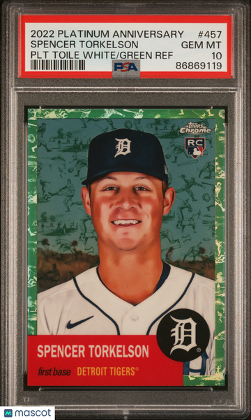 2022 Topps Chrome Platinum Spencer Torkelson White Green Toile #457 PSA 10