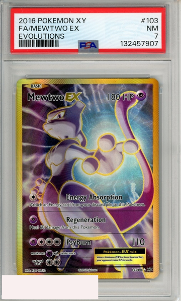 2016 POKEMON XY EVOLUTIONS FA MEWTWO EX #103 EVOLUTIONS PSA 7 NM