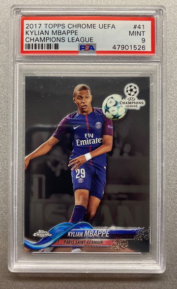 KYLIAN MBAPPE 2017 TOPPS CHROME TRUE ROOKIE PSA 9 MINT