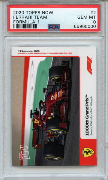 Ferrari 2020 Topps Now F1 #2 1000th Grand Prix PSA 10