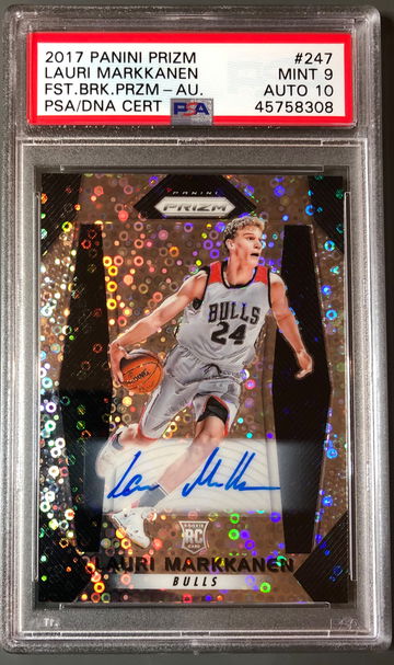 2017-18 Panini Prizm Lauri Markkanen Fast Break PSA 9 Auto 10
