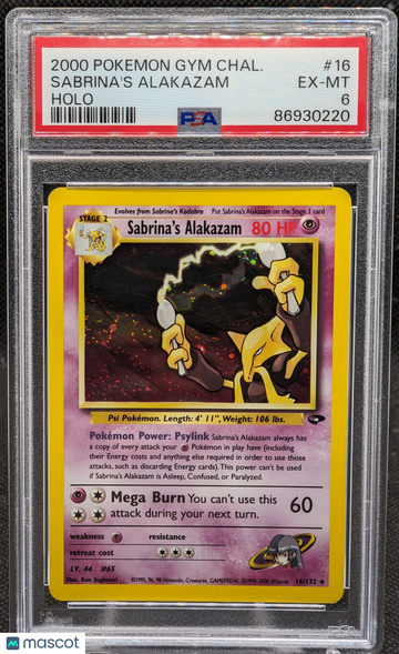 2000 Pokemon Gym Challenge Sabrina's Alakazam Holo #16 PSA 6