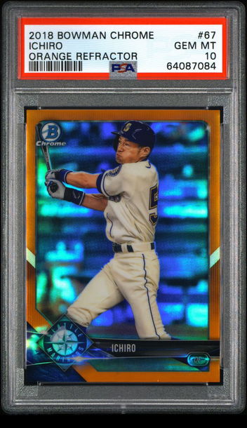 💎 🧨 2018 Bowman Chrome ICHIRO Orange 🍊 Refractor PSA 10 11/25 SSP HOF ⚾️🔥