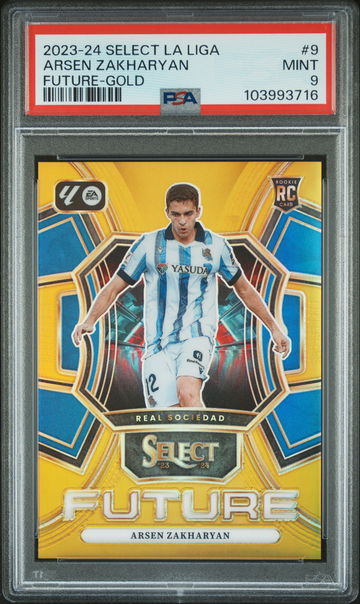 2023 Panini Select La Liga Select Future Gold Arsen Zakharyan #9 /10 PSA 9