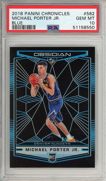 Michael Porter Jr. 2018-19 Panini Chronicles Obsidian Preview #582 Blue (#76/99) PSA 10 Rookie RC!