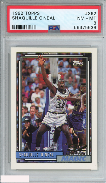 1992 TOPPS SHAQUILLE O NEAL #362 ROOKIE RC ORLANDO MAGIC HOF PSA 8 NM-MT