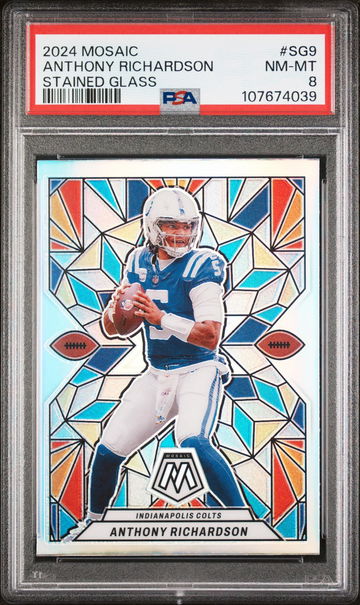 2024 Panini Mosaic Stained Glass Anthony Richardson #SG-9 PSA 8