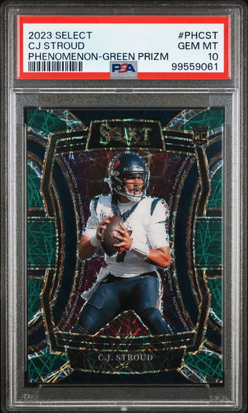 2023 Panini Select Phenomenon-Green Prizm CJ Stroud #PH-CST RC /5 PSA 10