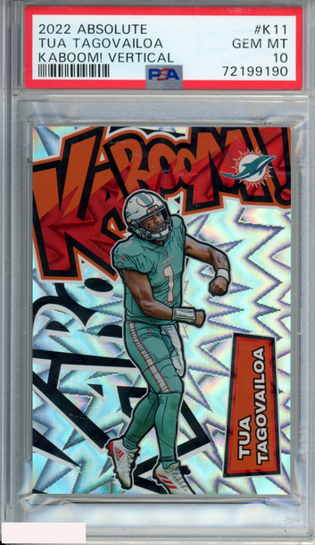 2022 PANINI ABSOLUTE KABOOM! VERTICAL TUA TAGOVAILOA #K11 DOLPHINS PSA 10 GEM MT