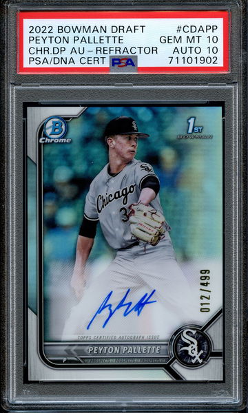 2022 Bowman Draft Chrome Peyton Pallette Refractor Auto PSA 10