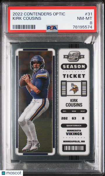 2022 Panini Contenders Optic Kirk Cousins #31 PSA 8
