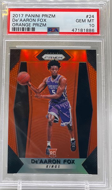 2017 Panini Prizm De’Aaron Fox Orange Prizm PSA 10 Gem Mint