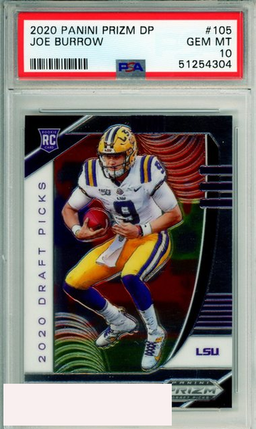 2020 PANINI PRIZM DRAFT PICKS JOE BURROW #105 ROOKIE BENGALS PSA GEM MT 10