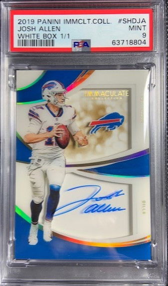 2019 Panini Immaculate Collection Josh Allen  #SHDJA White Box 1/1 1 of 1 PSA 9 MINT Buffalo Bills