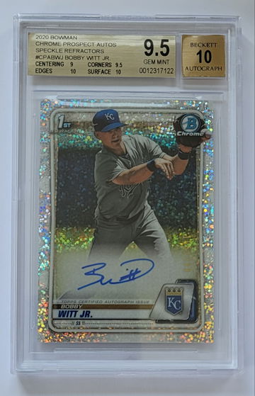 2020 Bobby Witt Jr Bowman Chrome Speckle Refractor Auto Prospect / 299 BGS 9.5/10