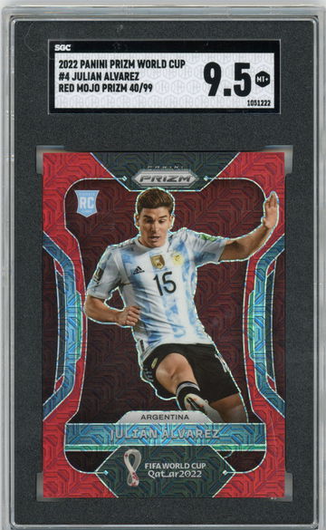 2022 Panini Prizm World Cup Julian Alvarez Red Mojo Prizm #’d 40/99 SGC 9.5