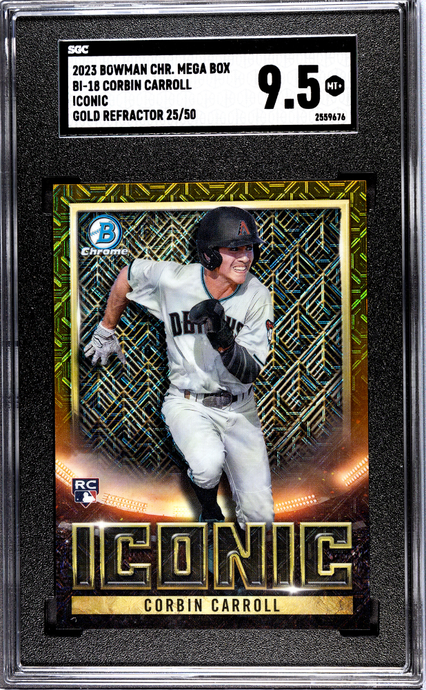 Corbin Carroll 2023 Bowman Mega Box Iconic Gold Refractor /50 RC SGC9.5 MINT+