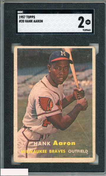 1957 TOPPS HANK AARON #20 BRAVES HOF SGC 2 GD