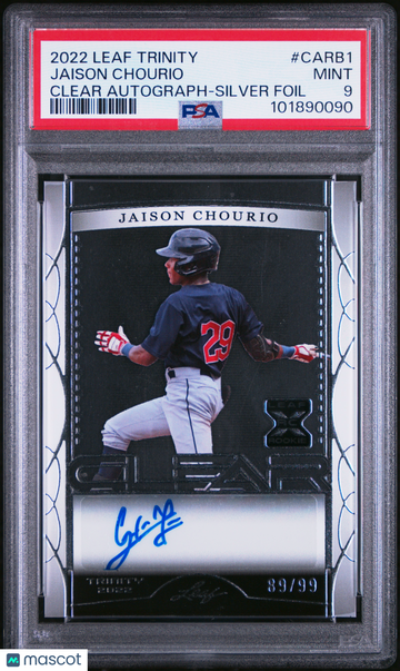 2022 Leaf Trinity Clear Autographs Jaison Chourio #CARB1 Silver Foil PSA 9