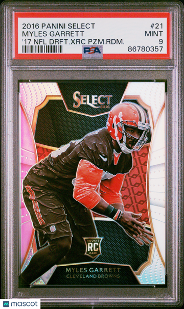 2016 Panini Select '17 NFL Draft XRC Prizm Redemption Myles Garrett #21 PSA 9