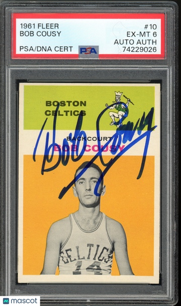 1961 Fleer Bob Cousy #10 PSA 6 Auto A