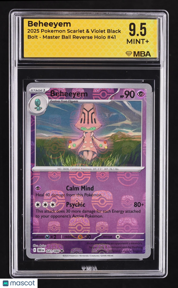 2025 Pokemon Scarlet & Violet Black Bolt Beheeyem Reverse Holo MBA 9.5 #41