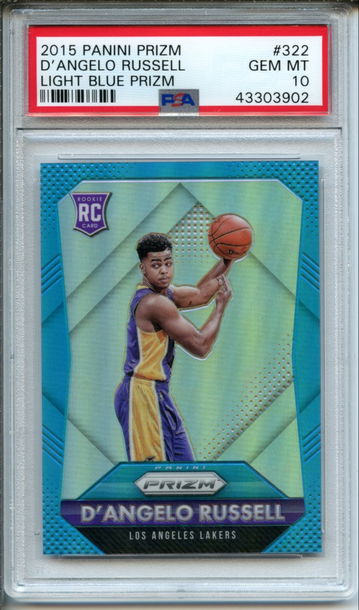 2015 Panini Prizm D'Angelo Russell Light Blue Prizm /199 #322 PSA Gem Mint 10 - Pop One!