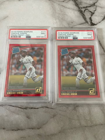(2) 2018 Donruss Press Preoof - Red Vinicius Junior Psa 9 Mint