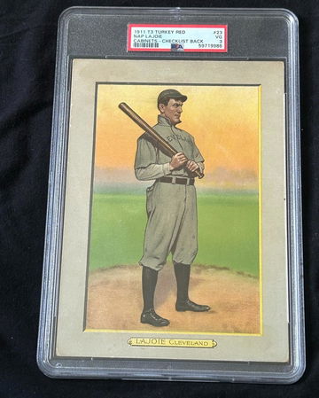 1911 T3 Turkey Red Nap Lajoie (Checklist Back) PSA 3