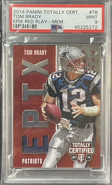 2014 Totally Certified Tom Brady Epix Red Prizm Game Used Jersey PSA 9