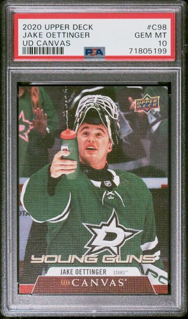 2020-21 Upper Deck Young Guns Canvas #C98 Jake Oettinger RC PSA 10