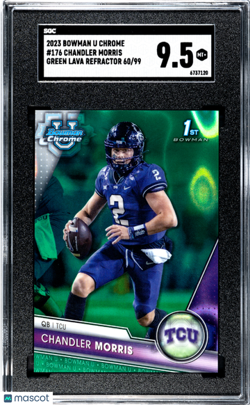 2023 Bowman University Chrome Chandler Morris #176 Green Lava Refractor /99 SGC 9.5