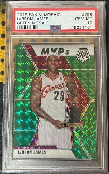 2019 Panini Mosaic Lebron James MVP Green Mosaic PSA 10 Gem Mint