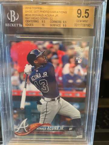 2018 Topps Base Set Photo Variation Bat Head Down Ronald Acuna Jr. 
