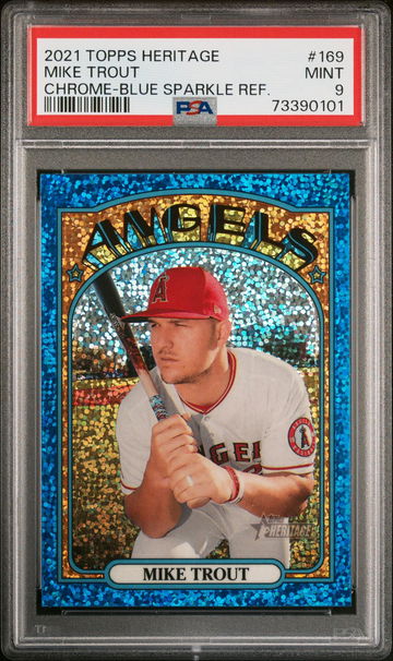 2021 Topps Heritage Chrome Blue Sparkle Mike Trout #169 PSA 9