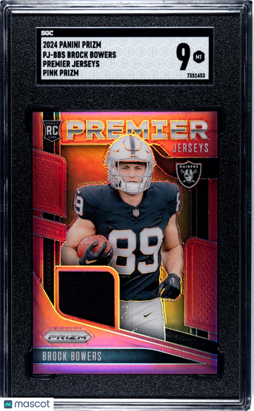 2024 Panini Prizm Brock Bowers #PJ-BBS Premier Jerseys Pink SGC 9