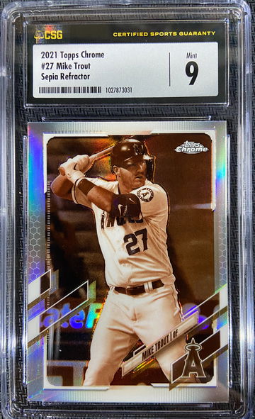 2021 Topps Chrome Sepia Refractor Mike Trout CSG 9 MINT Low POP! 