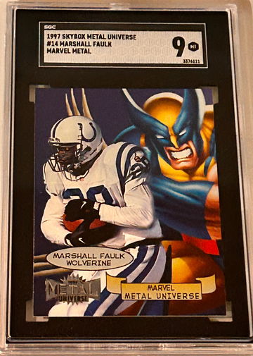 1997 Skybox Metal Universe Marshall Faulk #14 Marvel Metal SGC 9