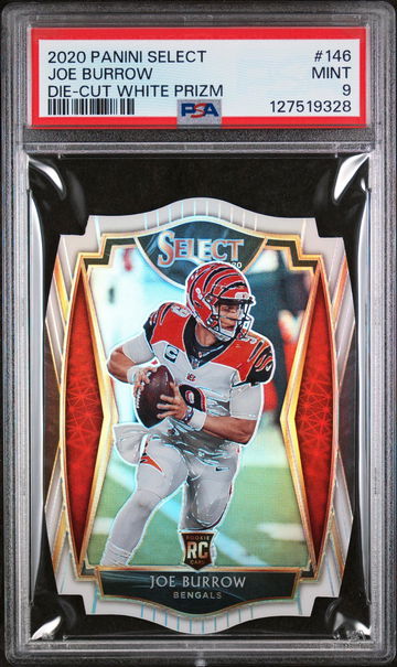 2020 Panini Select Prizm White Die Cut Joe Burrow #146 PSA 9