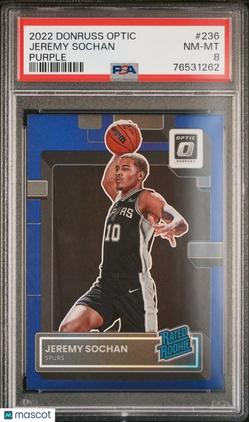2022 Panini Donruss Optic Jeremy Sochan #236 Purple PSA 8