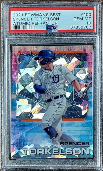 2021 SPENCER TORKEL Topps Bowmans Best SILVER ATOMIC REFRACTOR PSA 10 Rookie #100
