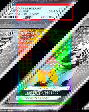 Jordan Love RC - 2020 Panini Honors 2002 PRIZM GREEN Rookie /25 - PSA 10 - Pop 6