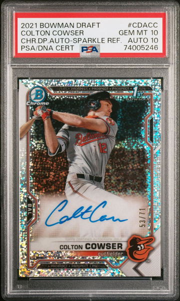 2021 BOWMAN DRAFT  AUTO Colton Cowser SPARKLE PSA 10