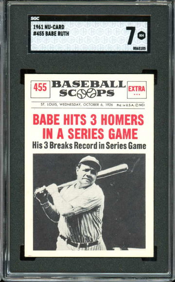 1961 NU-Card Baseball Scoops #455 Babe Ruth Yankees HOF SGC 7 NM