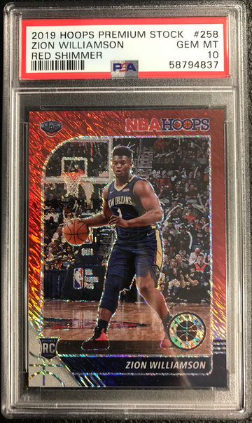 2019 Hoops premium stock #258 Zion Williamson red shimmer /88 psa 10 ship from HK