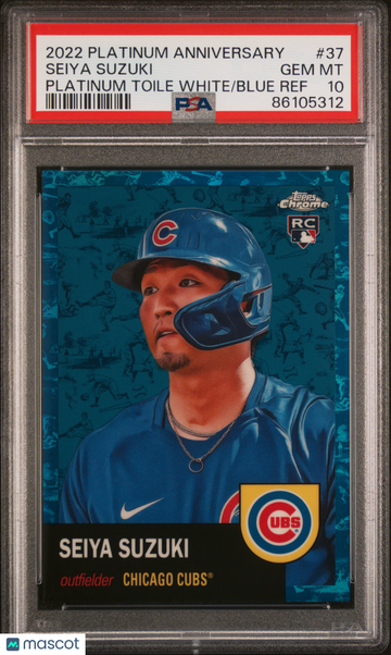 2022 Topps Chrome Platinum Anniversary Seiya Suzuki #37 Toile White Blue Ref PSA 10