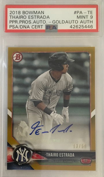 2018 Bowman Chrome Gold Refractor Auto Thairo Estrada RC PSA 9