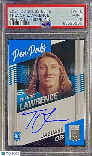 POP 5 No 10 PSA 9 RC Trevor Lawrence 2021 Elite Blue 1st Pro Rookie Auto On-Card