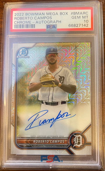 2022 Bowman Chrome Roberto Campos AUTO PSA 10 Gem Mint On Card Auto!  BMA-RC. 