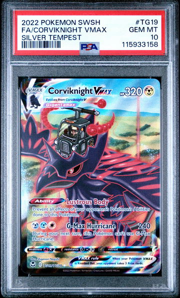 2022 Pokemon Sword and Shield Silver Tempest Corviknight Vmax #TG19 PSA 10